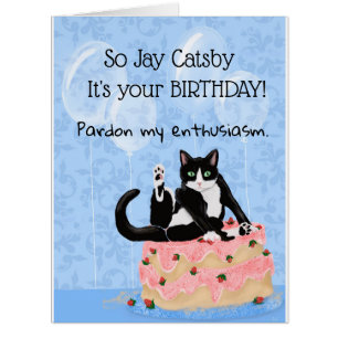 Chat Funny assis sur le gâteau d'anniversaire Pers
