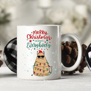 Chat Funny Personnalisé Joyeux Noël Mug