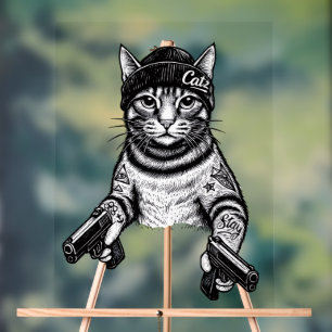 Chat Gangster Tatoué Art   Kitty Streetwear Cool
