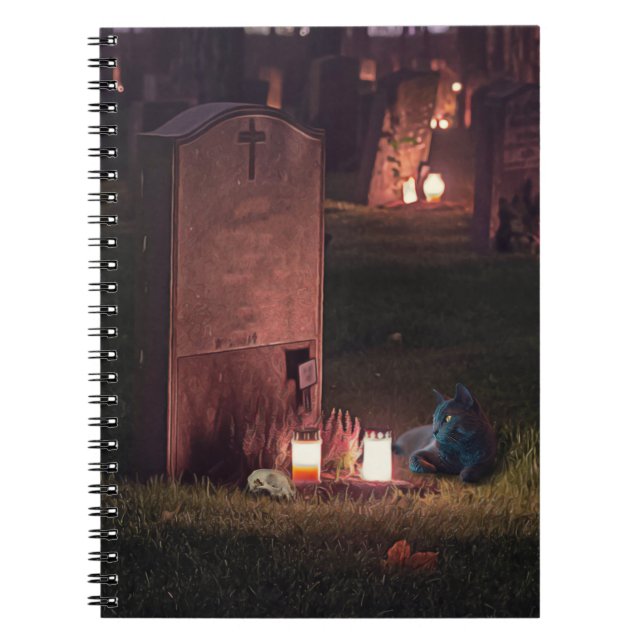 Chat Grave | Un cimetière gothique | Carnet Spiral (Devant)
