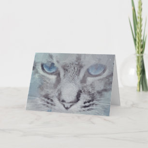 Chat gris avec yeux bleus Nouveau Accueil Carte de