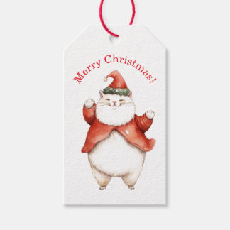 CHAT GROS DANS LE CHAPEAU DU PÈRE NOËL ÉTIQUETTE C