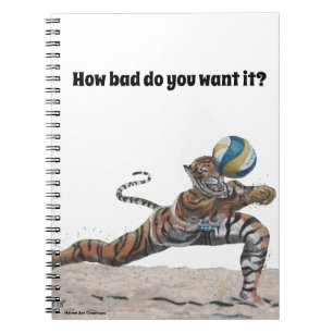 Chat Guerrier Jouer Volleyball Carnet Spiral