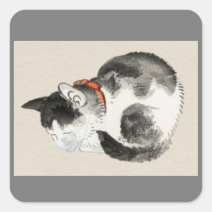 CHAT JAPONAIS AVEC ÉTIQUETTES DE MASQUE