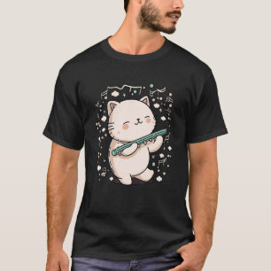 Chat Jouant de la Flûte T-Shirt Amateur de Chat Ch