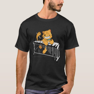 Chat jouant le Marimba de jazz de T-shirt de