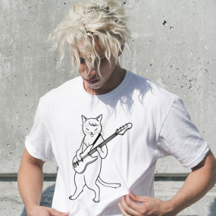 CHAT JOUER BASS GUITAR T-SHIRTS