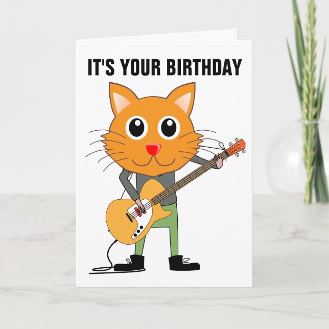 CHAT JOUER DES CARTES D'ANNIVERSAIRE DE GUITARE (Devant)
