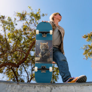 CHAT JOUER GUITAR SKATEBOARD DECK