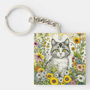 Chat Kitty personnalisé assis en fleurs