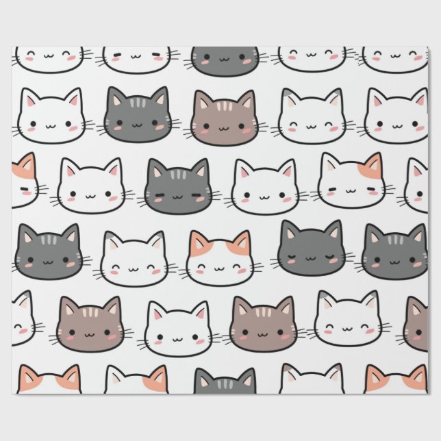 Chat Liebhaber Sammlung Wrapping Paper Geschenkpapier (Flach)
