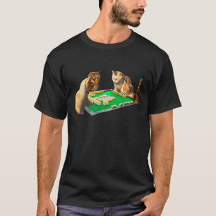 Chat Mahjong Funny T-shirt avec lettres, Homme, Am