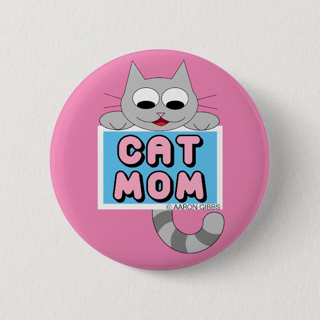 Chat Mama Niedlich Chat Lover Taste Rosa Button (Vorderseite)