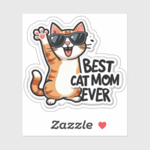 chat maman jamais autocollant