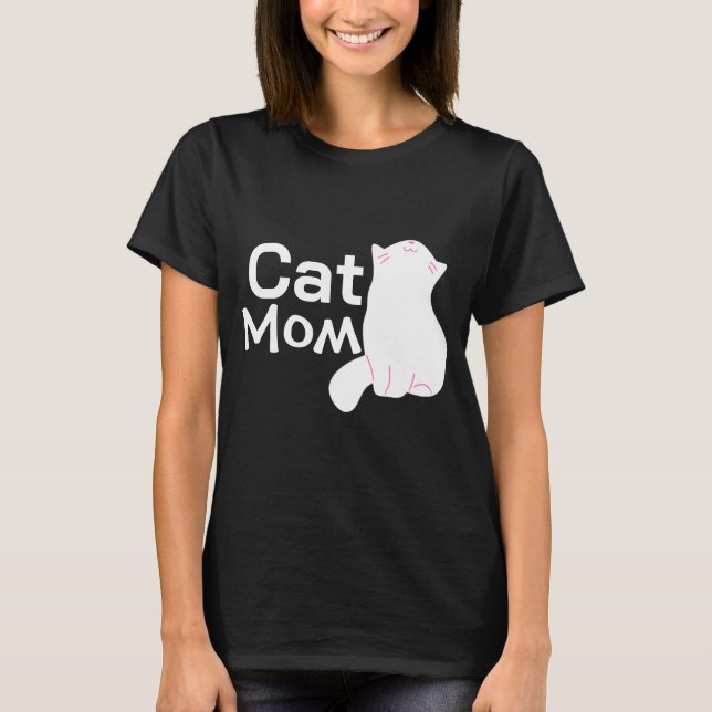 Chat maman T-shirt noir (Devant)