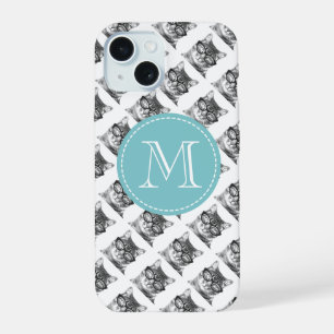Chat mignon avec lunettes motif monogramme personn