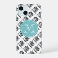 Chat mignon avec motif de lunettes monogramme pers