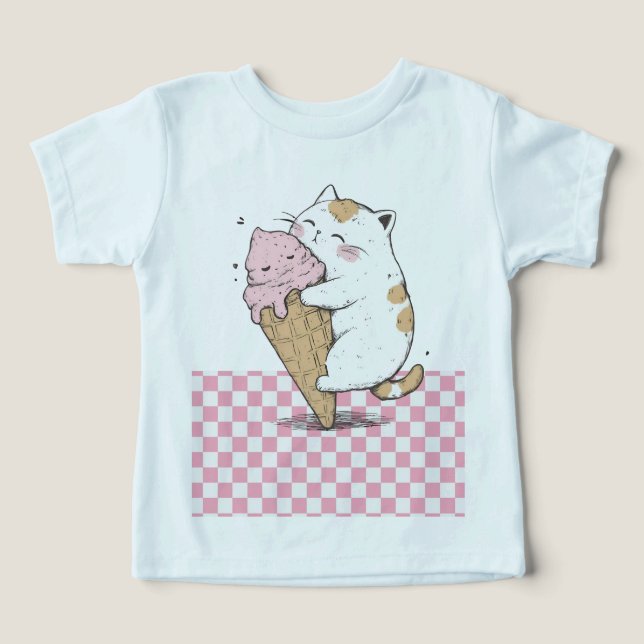 Chat mignon avec pomme de glace Cone Cone T -Chemi (Design Recto)