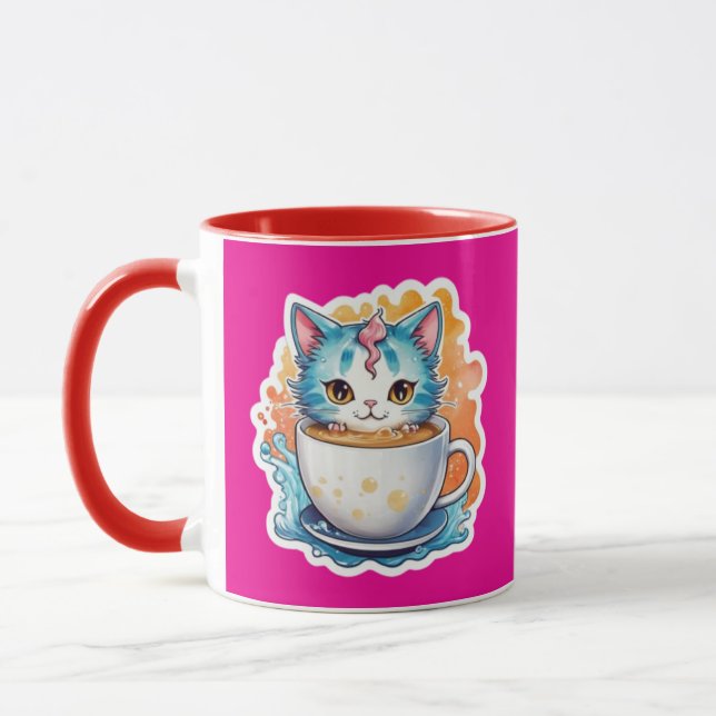 Chat Mignon Avec Tasse À Café Dessin Animé-94678 (Gauche)