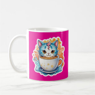 Chat Mignon Avec Tasse À Café Dessin Animé-94678