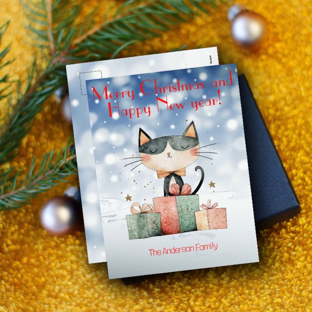 Chat mignon cadeau de Noël de Noël Carte postale d (Créateur téléchargé)