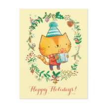 Chat mignon de Noël avec la grande carte postale