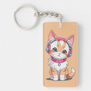 Chat mignon en mode écouteurs Chic