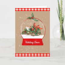 Chat mignon sur une motoneige Globe de neige Carte