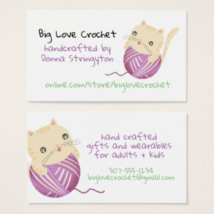 Chat mignon tricot crochet homespun carte de visit