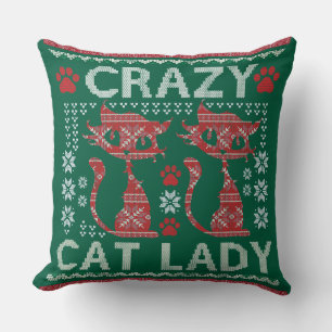 Chat moche Chat Lady Coussin Christmas Exchange