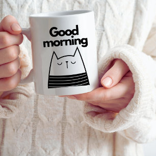 Chat moderne Maman mignonne Mug café noir et blanc