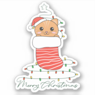 Chat Noël Neige hiver Animaux Chats Sticker