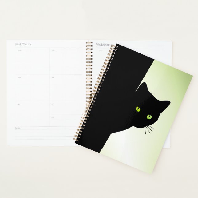 Chat noir à oreille verte (Devant avec enveloppe)