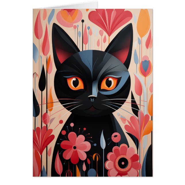 Chat Noir Adorable Avec Fleurs Roses Vierge À L'In (Devant)