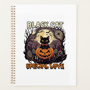 Chat Noir Amour Spécial Halloween Citrouille Plein