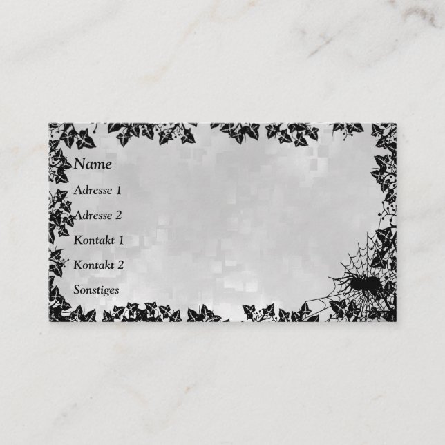 Chat noir avec chauve-souris et Carte de visite d' (Devant)