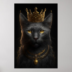 Chat noir avec couronne - Poster Wall art