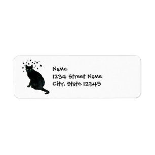 Chat noir avec étoiles Retourner les étiquettes d'