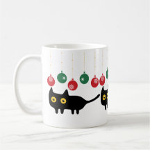 Chat noir avec Mug ornement de Noël