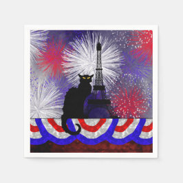 Chat Noir Bastille Day Serviette