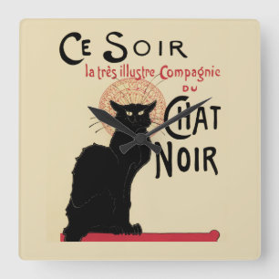 Chat Noir~Black Katze Quadratische Wanduhr
