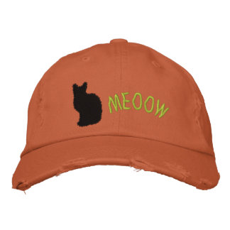 Chat noir brodé Casquette en détresse