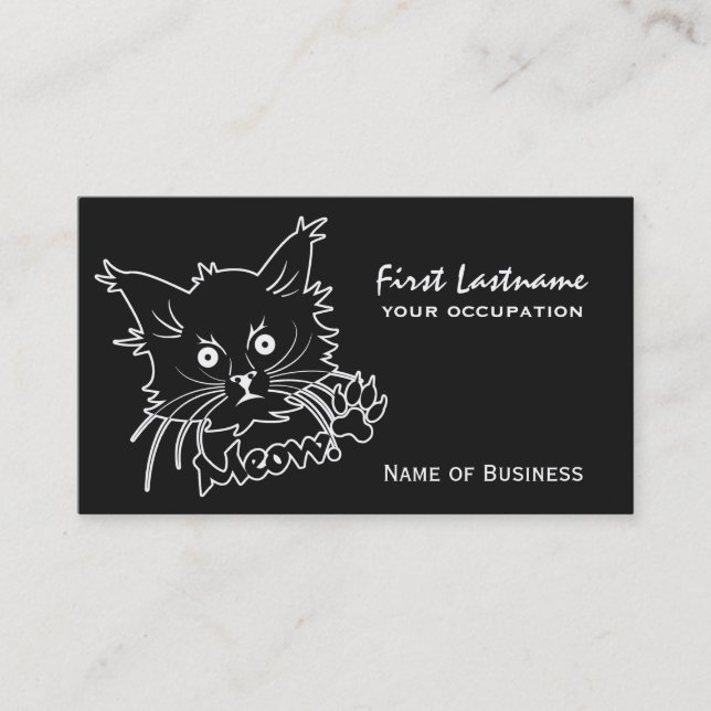 Chat noir cartes de visite personnalisés (Devant)