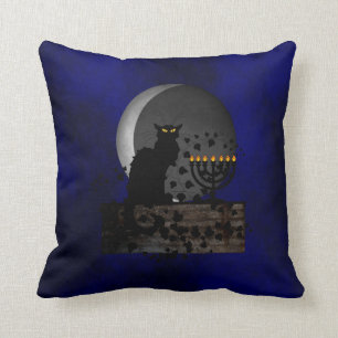 Chat Noir Chanukah mit Menorah Kissen