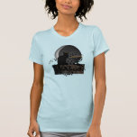 Chat Noir Chanukah mit Menorah T-Shirt<br><div class="desc">Eine Silhouette von Théophile Steinlens Black Cat für den Le Chat Noir Club in einem modernen Ambiente für Chanukah mit einer schwarzen Katze mit einer hellen Menorah und einem schwindenden Mond.</div>