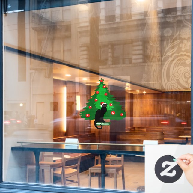 Chat Noir Christmas Fensteraufkleber (Café-Fenster)