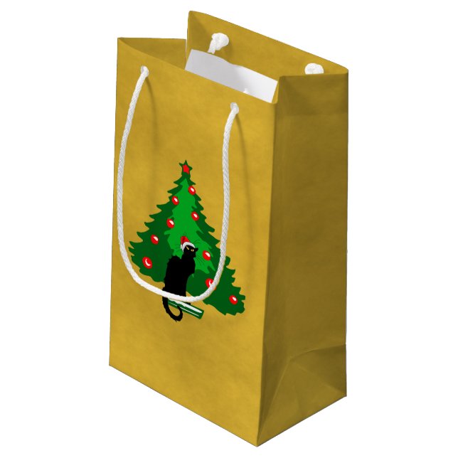 Chat Noir Christmas Kleine Geschenktüte (Rückseite Schrägansicht)