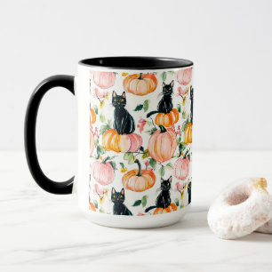 Chat noir & Citrouille Automne Tasse Café de Hallo