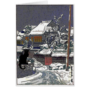 Chat noir dans la copie de Japonais de neige