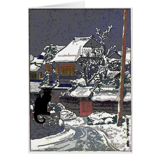 Chat noir dans la copie de Japonais de neige (Devant)